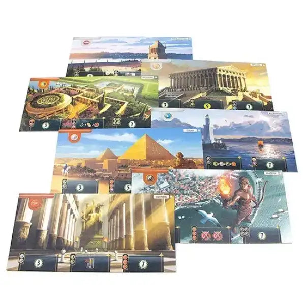 7 Wonders Second Edition board game: six ancient civilization boards with card drafting artwork 7 Wonders Second Edition board game: six ancient civilization boards with card drafting artwork