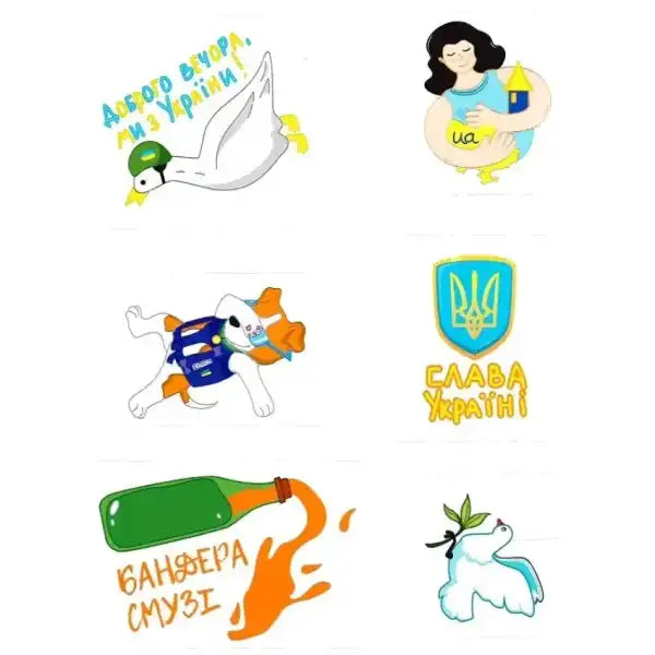 Ukrainian-themed cartoon stickers for I Am Ukrainian coloring book educational coloring Ukrainian-themed cartoon stickers for I Am Ukrainian coloring book educational coloring