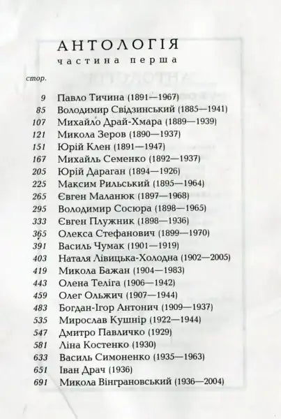 Image of Ukrainian writers with birth and death years in Anthology of 20th Century Ukrainian Poetry Image of Ukrainian writers with birth and death years in Anthology of 20th Century Ukrainian Poetry