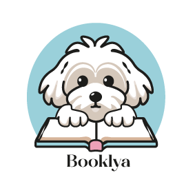 logo - white dog is reading book
