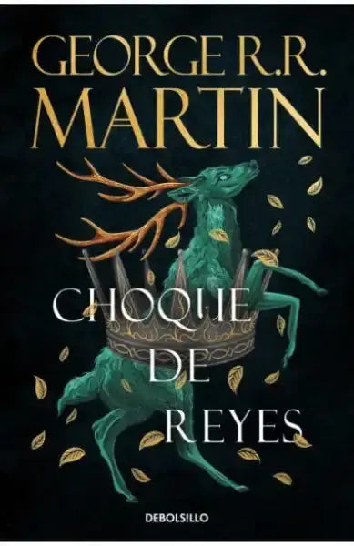 Green stag on black with gold leaves, Choque de Reyes second volume of Hielo y Fuego Green stag on black with gold leaves, Choque de Reyes second volume of Hielo y Fuego