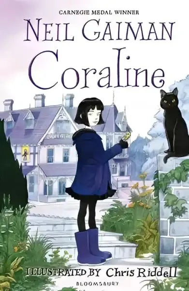 Book cover of Coraline by Neil Gaiman from the collection of popular English books Book cover of Coraline by Neil Gaiman from the collection of popular English books