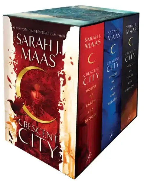 Crescent City Hardcover Box Set by Sarah J Maas on display, perfect for collectors Crescent City Hardcover Box Set by Sarah J Maas on display, perfect for collectors