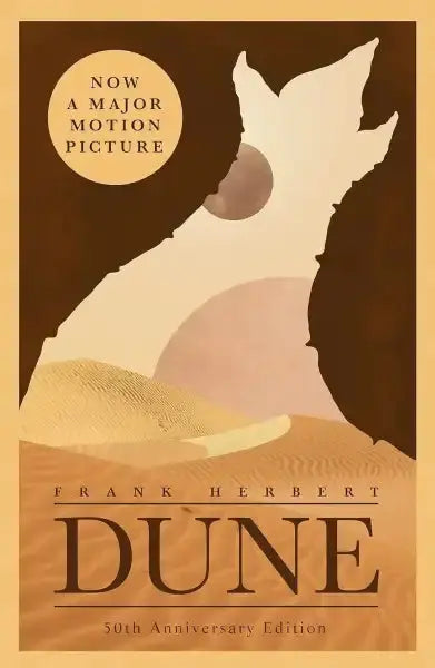 Dune 50th Anniversary Edition book cover featuring desert planet Arrakis from Frank Herbert’s science fiction anniversary edition Dune 50th Anniversary Edition book cover featuring desert planet Arrakis from Frank Herbert’s science fiction anniversary edition