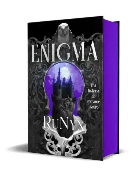Enigma book in Spanish: dark academia hardcover with castle under moon Enigma book in Spanish: dark academia hardcover with castle under moon