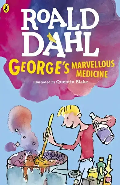 Book cover of Georges Marvellous Medicine by Roald Dahl from Penguin USA Book cover of Georges Marvellous Medicine by Roald Dahl from Penguin USA