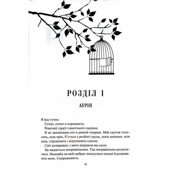 Book page with birdcage illustration from Kennedy Raven Ukrainian hardcover fantasy romance Book page with birdcage illustration from Kennedy Raven Ukrainian hardcover fantasy romance