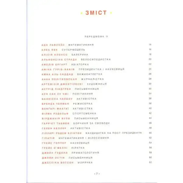Table of contents page from Good Night Stories for Rebel Girls Ukrainian Hardcover Edition Table of contents page from Good Night Stories for Rebel Girls Ukrainian Hardcover Edition