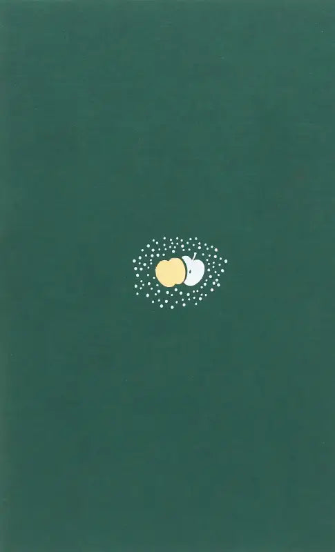 Two stylized apples surrounded by dots.