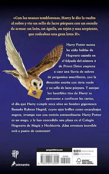 Barn owl illustration on Harry Potter and the Philosopher’s Stone book cover Barn owl illustration on Harry Potter and the Philosopher’s Stone book cover