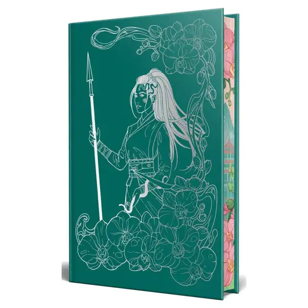 Green book with silver illustration from Elizabeth Lim’s Ukrainian Edition of Radiant Curse