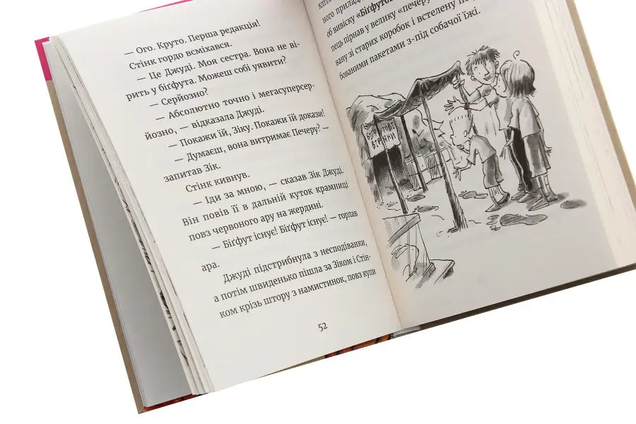 Open book with text and illustration.