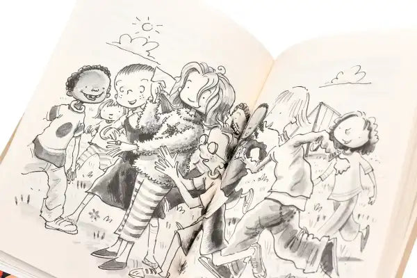 Open book illustration from Judy Moody Predicts the Future featuring a mood ring for kids Open book illustration from Judy Moody Predicts the Future featuring a mood ring for kids