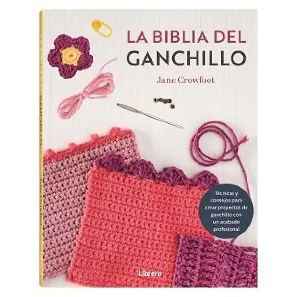 Pink crochet fabric with yellow white flowers from The Crochet Bible by Jane Crowfoot Pink crochet fabric with yellow white flowers from The Crochet Bible by Jane Crowfoot