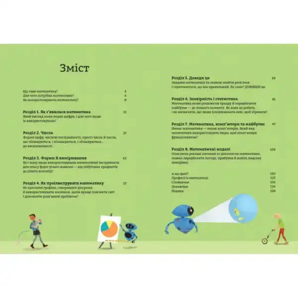 Book contents page of Mathematics for Beginners Ukrainian hardcover by Sarah Hull and Tom Mumbray Book contents page of Mathematics for Beginners Ukrainian hardcover by Sarah Hull and Tom Mumbray