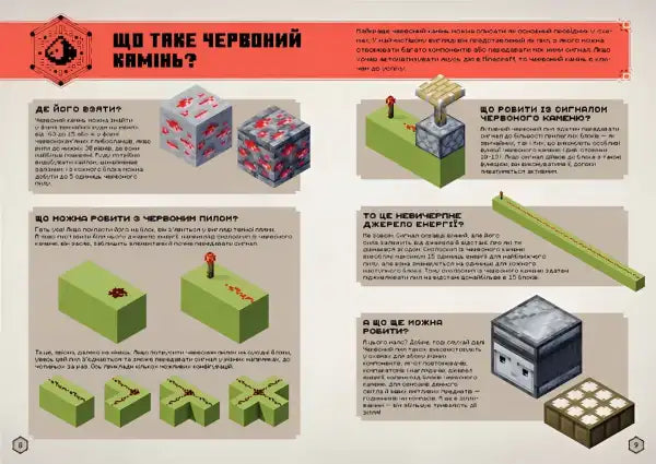 Minecraft guide page from Thomas McBrien’s STEM handbook in Ukrainian hardcover standard Minecraft guide page from Thomas McBrien’s STEM handbook in Ukrainian hardcover standard
