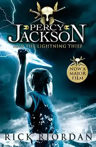 Book cover of Percy Jackson and the Lightning Thief by Rick Riordan showcasing Percy Jackson story Book cover of Percy Jackson and the Lightning Thief by Rick Riordan showcasing Percy Jackson story