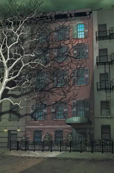 Providence Book 1 by Alan Moore featuring a brick building with awning and tree shadow Providence Book 1 by Alan Moore featuring a brick building with awning and tree shadow