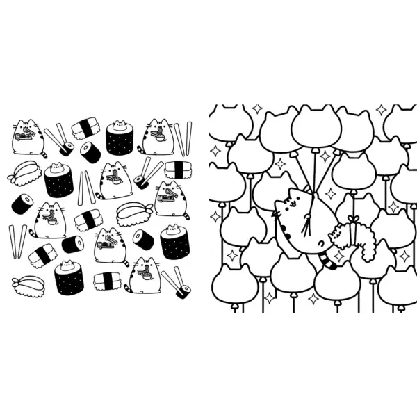 Black and white Pusheen-themed drawings from the Ukrainian Pusheen Coloring Book activity book by Claire Belton Black and white Pusheen-themed drawings from the Ukrainian Pusheen Coloring Book activity book by Claire Belton