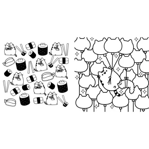Black and white Pusheen-themed drawings from the Ukrainian Pusheen Coloring Book activity book by Claire Belton Black and white Pusheen-themed drawings from the Ukrainian Pusheen Coloring Book activity book by Claire Belton