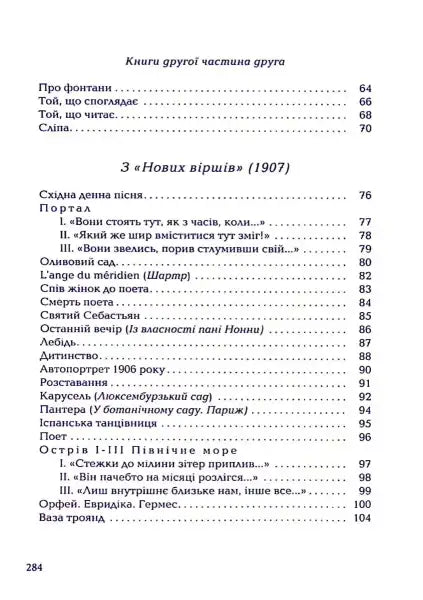 Table of contents page from Selected Poems by Rainer Maria Rilke in books collection Table of contents page from Selected Poems by Rainer Maria Rilke in books collection