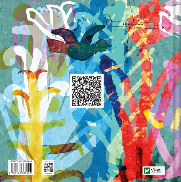 Vibrant book cover with abstract motifs, bird, plane, QR codes, featuring Hryhoryi Skovoroda and Serhiy Zhadan Vibrant book cover with abstract motifs, bird, plane, QR codes, featuring Hryhoryi Skovoroda and Serhiy Zhadan