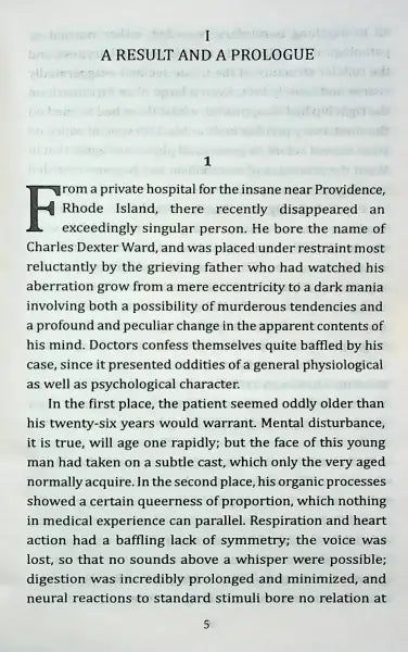 Page of printed text from The Case of Charles Dexter Ward featuring Charles Dexter Ward Page of printed text from The Case of Charles Dexter Ward featuring Charles Dexter Ward