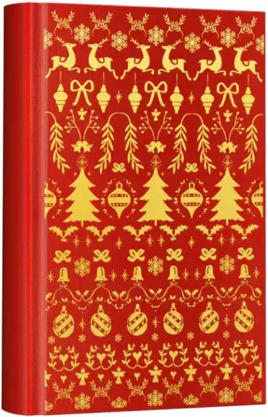 Red Christmas-themed decorative storage box with gold patterns for Ukrainian Edition books Red Christmas-themed decorative storage box with gold patterns for Ukrainian Edition books