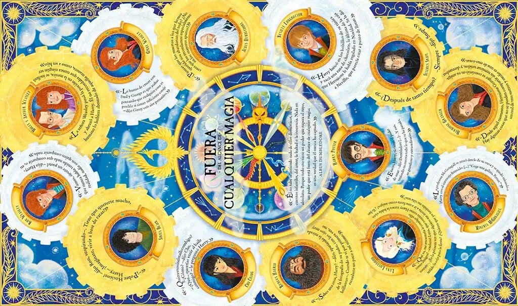 Circular Harry Potter character collage on The Harry Potter Wizarding Almanac cover