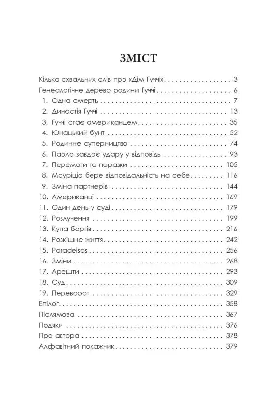 Table of contents in Ukrainian.