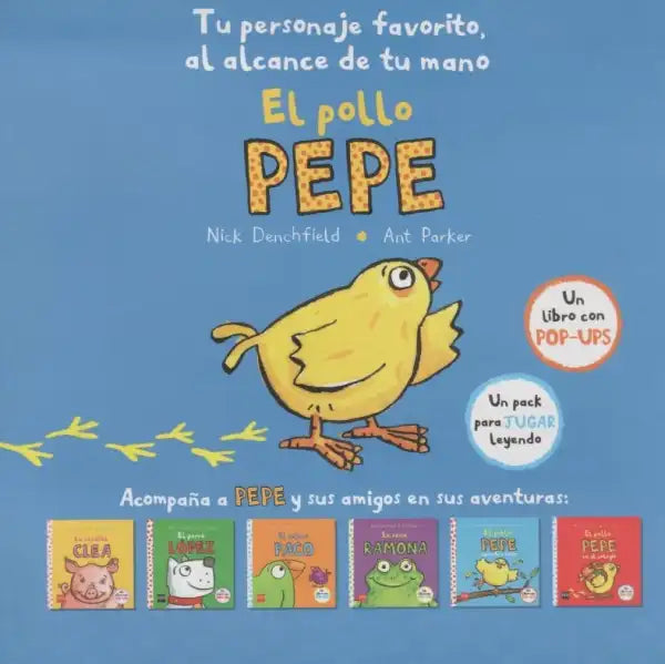 Pollo Pepe yellow chick pop-up book set with animal illustrations and figure Pollo Pepe yellow chick pop-up book set with animal illustrations and figure