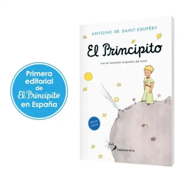 White hardcover pocket edition of The Little Prince in Spanish with starry sky cover White hardcover pocket edition of The Little Prince in Spanish with starry sky cover
