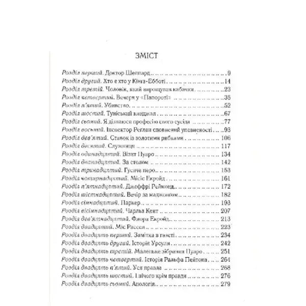 Table of contents page from Ukrainian hardcover of The Murder of Roger Ackroyd by Agatha Christie Table of contents page from Ukrainian hardcover of The Murder of Roger Ackroyd by Agatha Christie