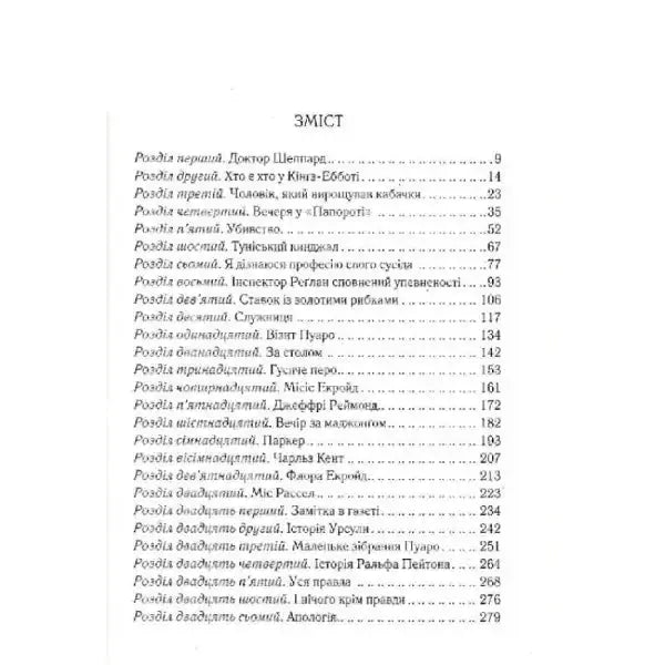 Table of contents page from Ukrainian hardcover of The Murder of Roger Ackroyd by Agatha Christie Table of contents page from Ukrainian hardcover of The Murder of Roger Ackroyd by Agatha Christie