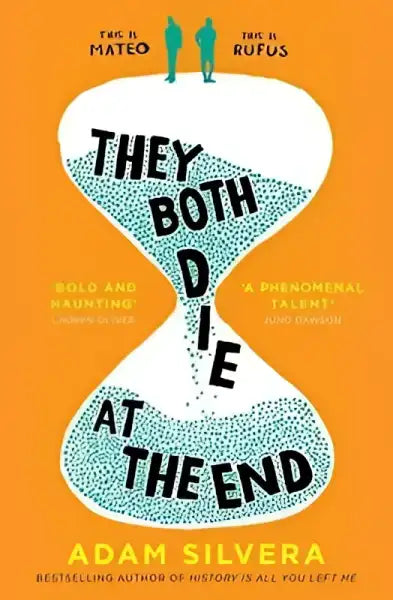 Book cover with hourglass for They Both Die at the End by Adam Silvera’s English books Book cover with hourglass for They Both Die at the End by Adam Silvera’s English books