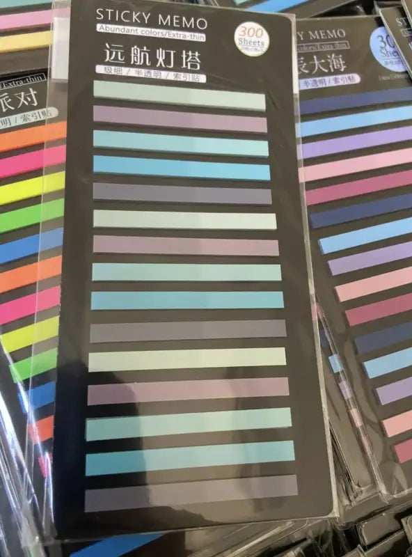 Colorful transparent sticky tabs for books and notes, 300-piece set of sticky memo strips Colorful transparent sticky tabs for books and notes, 300-piece set of sticky memo strips
