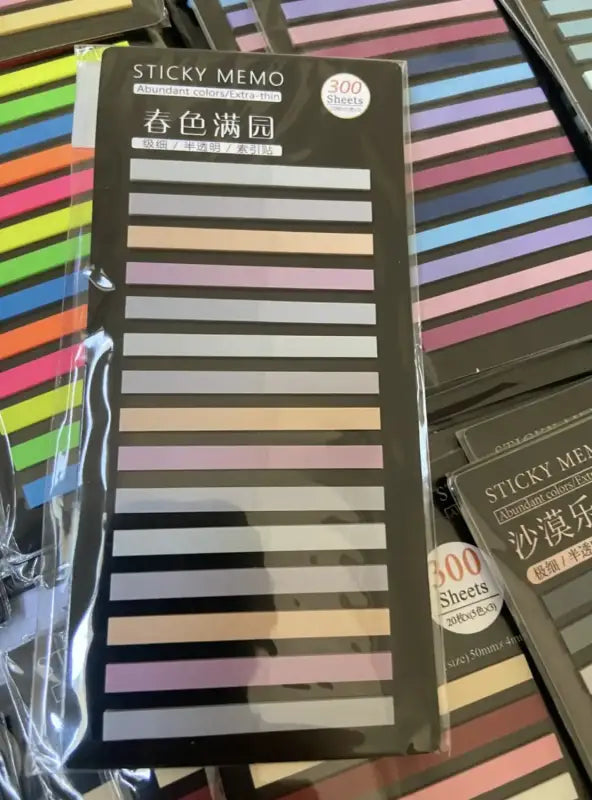 Sticky tabs with pastel color strips for books and notes, transparent sticky index tabs Sticky tabs with pastel color strips for books and notes, transparent sticky index tabs