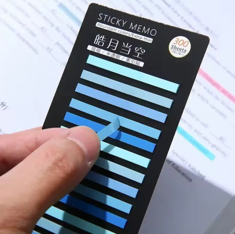 Blue gradient transparent sticky tabs for books and notes, colorful and versatile Blue gradient transparent sticky tabs for books and notes, colorful and versatile