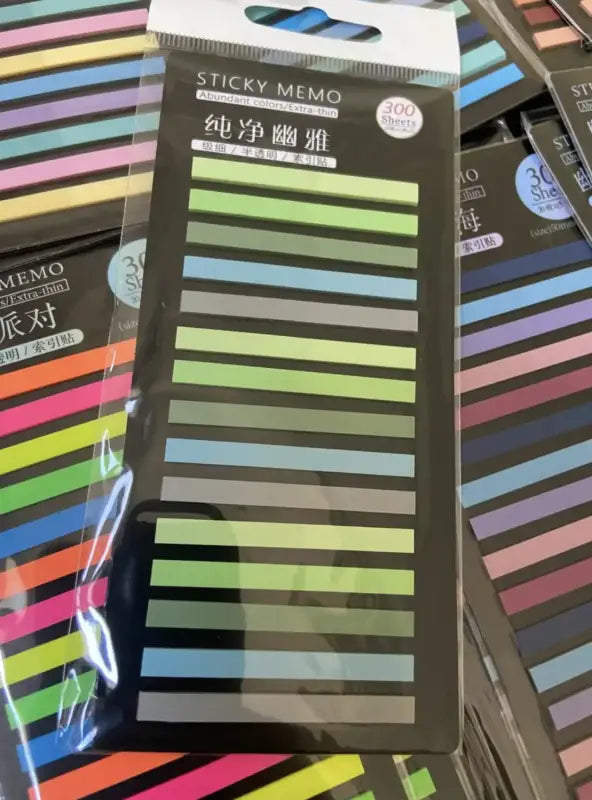 Colored striped transparent sticky tabs for books and notes, ideal for organization Colored striped transparent sticky tabs for books and notes, ideal for organization