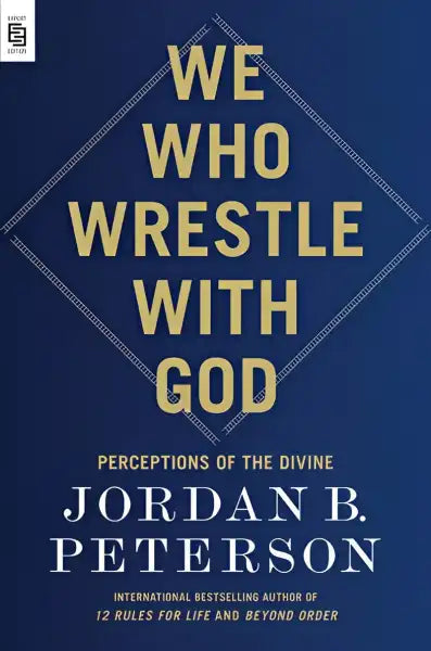 Book cover with gold lettering for WE WHO WRESTLE WITH GOD, powerful religious book Book cover with gold lettering for WE WHO WRESTLE WITH GOD, powerful religious book