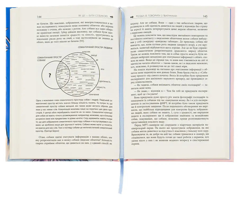 Open book with diagrams.