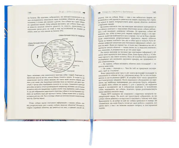 Open book with diagrams from What It’s Like to Be a Dog by Gregory Berns exploring animal neuroscience Open book with diagrams from What It’s Like to Be a Dog by Gregory Berns exploring animal neuroscience
