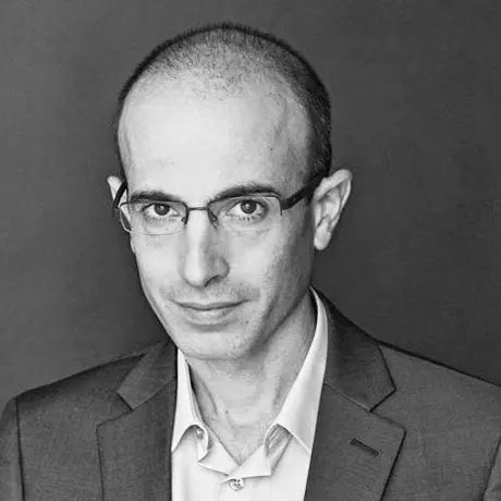 Man with glasses in suit from Yuval Noah Harari book collection