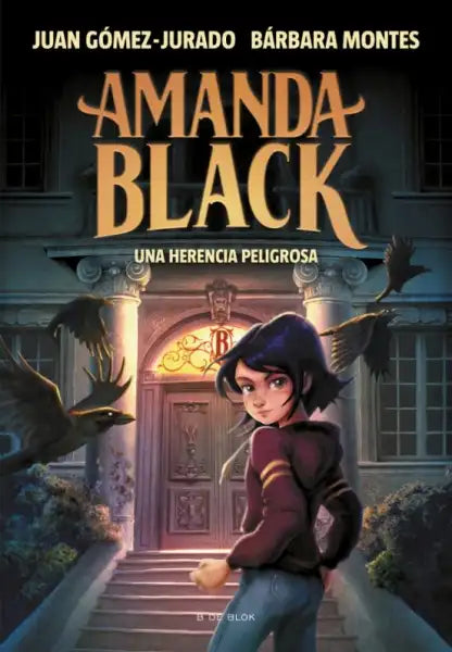Amanda Black book cover: girl before gothic mansion with crows