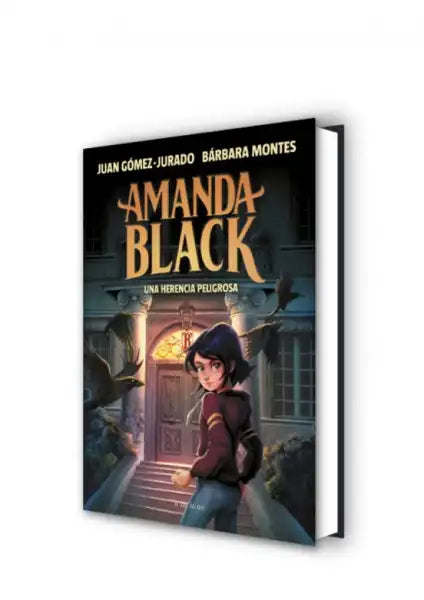 Amanda Black book cover: dark-haired girl in purple jacket, yellow house