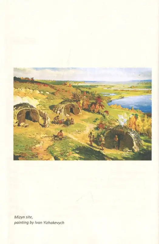 Prehistoric settlement scene.