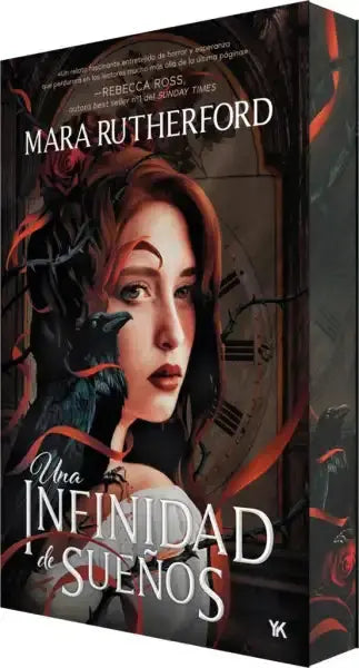 A myriad of dreams book cover with red-haired princess Imogen amid black roses