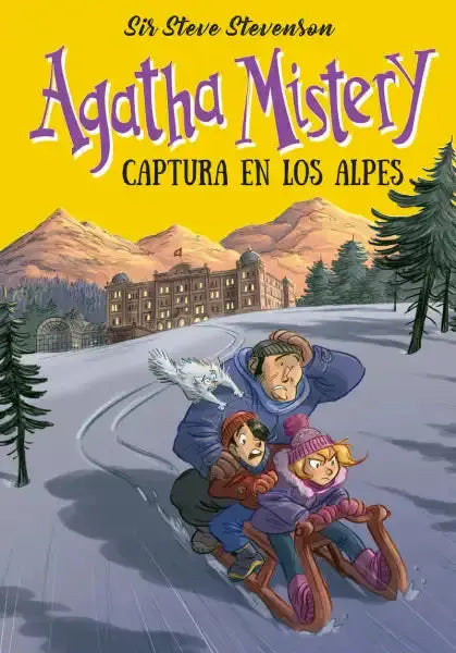 Agatha Mistery 3 book cover with snowy Alps ski resort for young readers