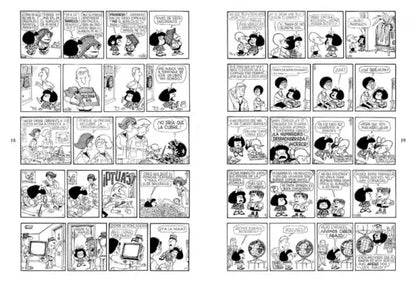 Black and white Mafalda comic panels from All of Mafalda: Expanded Edition book