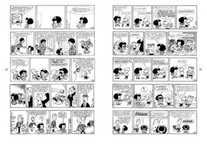 Black and white Peanuts comic strip in All of Mafalda: Expanded Edition book